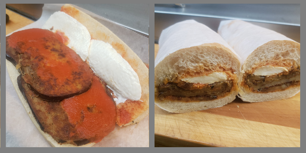The Eggplant Parm Sandwich is one of the many Lenten Selections available daily during Lent